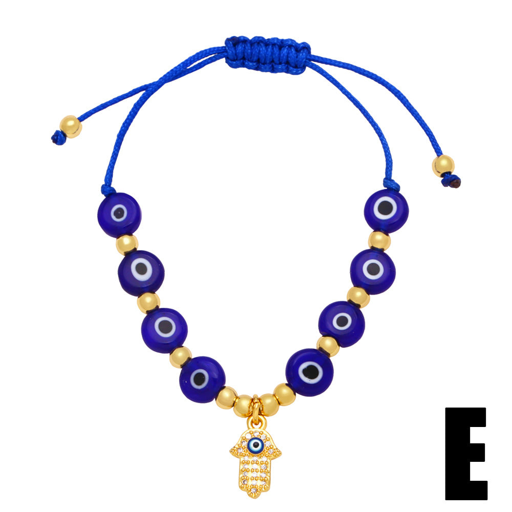 Wholesale Eye Round Beaded Woven Devil Eye Pendant Copper Bracelet